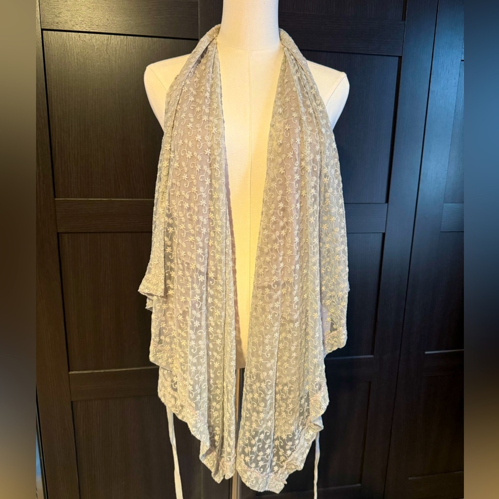 Lace and Sheer Tie-Back Vest
